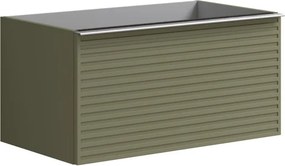 Mobile da bagno sospeso sotto lavabo L 80 x H 40 x P 45.5 cm verde laccato opaco, 2 cassetti Pixel stripes