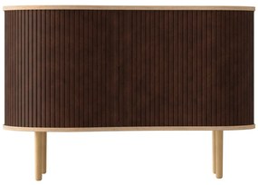 Cassettiera bassa in rovere decorato in marrone e naturale con ante scorrevoli 100x67 cm Audacious - UMAGE