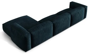 Divano angolare componibile blu scuro (con penisola a destra/con chaise lounge) con rivestimento in velluto Martina – Micadoni