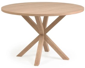 Kave Home - Tavolo rotondo Argo di melammina con finitura naturale e gambe in acciaio effetto legno Ã˜