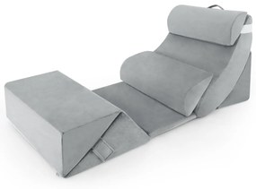 Costway Set di 7 cuscini a cuneo per letto con copertura lavabile, Cuscini per corpo in memory foam regolabili Grigio