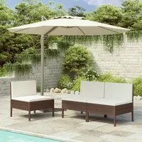 Sedie da Giardino 3 pz con Cuscini in Polyrattan Marroni cod mxl 23067