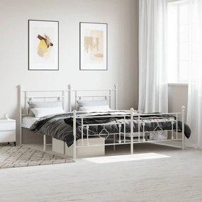 Giroletto Con Testiera E Pediera Metallo Bianco 180x200 Cm /