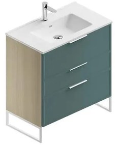 Mobile bagno con lavabo L 80 x H 93 x P 46 cm natura/mirto in mdf 3 cassetti per vasca centrale Quadra