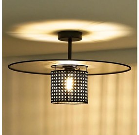 Duolla - Lampadario a plafone TOKYO RATTAN 1xE27/15W/230V diametro 50 cm nero/argento