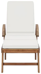 Lettini prendisole con cuscini 2 pz in legno di teak crema