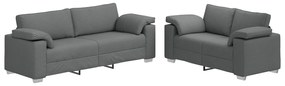 Set divano 2 pezzi con cuscini grigio scuro