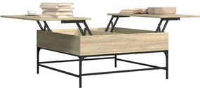 Tavolino Rovere Sonoma 95x95x45 cm Legno Multistrato e Metallo