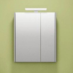 Kamalu - Specchio bagno contenitore 60 cm colore marmo cemento | LAC-AMFI-60