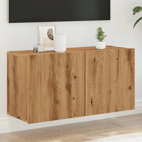 Mobile Tv A Parete Rovere Artigianale 80x30x41 Cm /