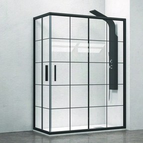 Kamalu - box doccia colore nero opaco 150x90 vetro a quadrati neri nico-b1000