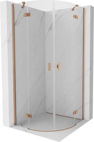 Mexen Mist cabina doccia semicircolare apribile 90 x 90 cm, trasparente, rame spazzolato - 8A33-090-090-65-00