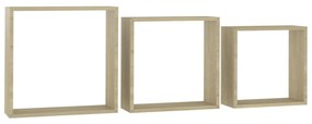 Mensole a cubo 3 pz rovere sonoma
