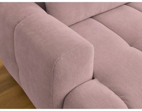 Divano angolare rosa allungabile e con contenitore (penisola a destra/chaise lounge) con rivestimento in ciniglia Fuji – Bobochic Paris