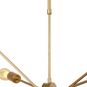 Lampadario Industrial-Nordico Alfa Acciaio Oro 10 Luci E27