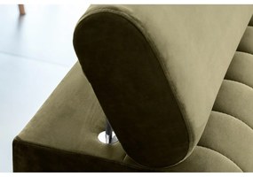 Divano color kaki allungabile e rivestimento in velluto 261 cm Laurence – ELTAP