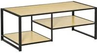 EASYCOMFORT Tavolino da Caff in Stile Industriale a 3 Ripiani, in MDF e Acciaio, 120x60x46cm - Legno