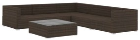 Set divani da giardino 6 pz con cuscini in polyrattan marrone