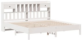 Letto libreria senza materasso bianco 200x200 cm legno di pino