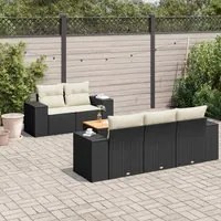 Set Divano da Giardino 6 pz con Cuscini Nero in Polyrattan 3257659