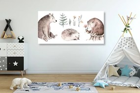 Quadro su tela – Animali nel bosco che si rilassano