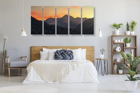 Quadri 5 pezzi – Tramonto sulle montagne