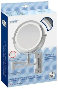 Specchio per trucco con luce LED e braccio orientabile in acciaio cromo