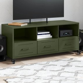Mobile Tv Verde Oliva 100,5x39x43,5 Cm İn Acciaio /