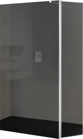 Deflettore walk-in Wens L 50 X H 200 cm, vetro fumè 6 mm, profilo bianco opaco