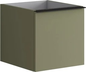 Cassettiera Pixel con 2 cassetti (1 interno) frontale Plain laccato opaco verde salvia e maniglia alluminio nero opaco L.40 H.40 P.45,5 cm.