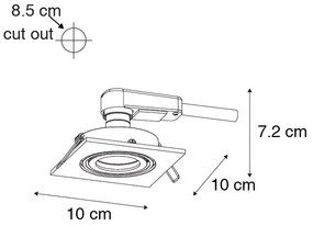 Set di 6 faretti da incasso moderni neri regolabili - Club