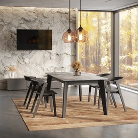 Tavolo da pranzo pieghevole nero con piano in cemento 100x180 cm Shadow - TemaHome