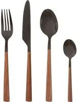 Set 24 posate Caroline in acciaio inox manico marrone