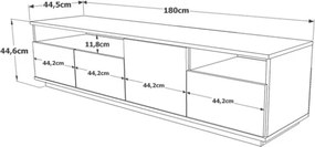 Mobile Porta Tv Da Terra 180x45x45 Bianco E Rovere Con Vani Force