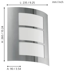 EGLO 88139 - Applique da esterno CITY 1xE27/15W