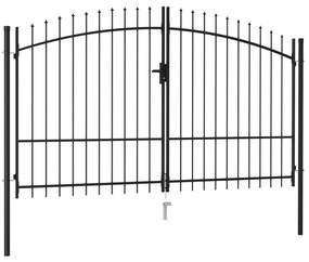 Cancello A Doppia Anta Con Punte İn Acciaio 3x1,75cm Nero /