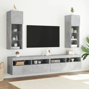Mobile tv con luci led grigio cemento 30,5x30x90 cm