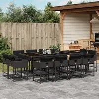 Set da Pranzo da Giardino 13pz con Cuscini Nero in Polyrattan 3278166