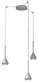 Lampadario Moderno Aygo Metallo Color Alluminio 3 Luci Gu10