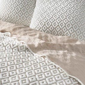 Set con copriletto e federa bianco/beige in microfibra 220x240 cm Joana – douceur d'intérieur