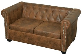 Set divani chesterfield a 2 posti e a 3 posti marrone