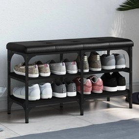 Panca porta scarpe nera 82x32x47 cm in legno multistrato