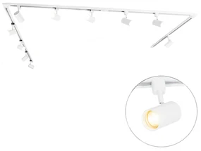 Sistema di illuminazione a binario Smart con 10 faretti bianchi monofase incl. 10 Wifi GU10 50mm - Iconic Jeana