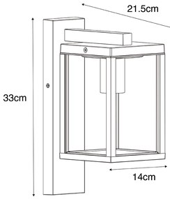 Lanterna da parete smart per esterni nera con vetro a coste incl. WiFi A60 - Charlois