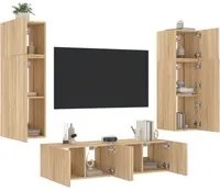 Mobili TV a Muro con LED 6pz Rovere Sonoma Legno Multistratocod mxl 134441