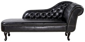 Chaise longue vintage destra in pelle sintetica nera NIMES Beliani