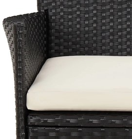 Set da Pranzo da Giardino 11 pz con Cuscini in Polyrattan Nero