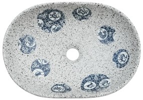 Lavabo da Appoggio Grigio e Blu Ovale 47x33x13 cm Ceramica