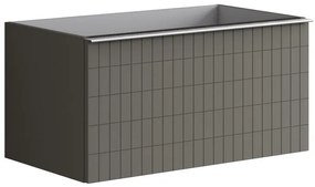 Mobile da bagno da fissare sotto lavabo L 80 x H 40 x P 45.5 cm grigio laccato, 2 cassetti Pixel grid