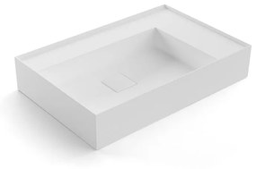 Antonio Lupi Graffiom54 Lavabo Da Appoggio 54x47 H 13 Cm Con Piletta A Scarico Libero In Flumood Bianco